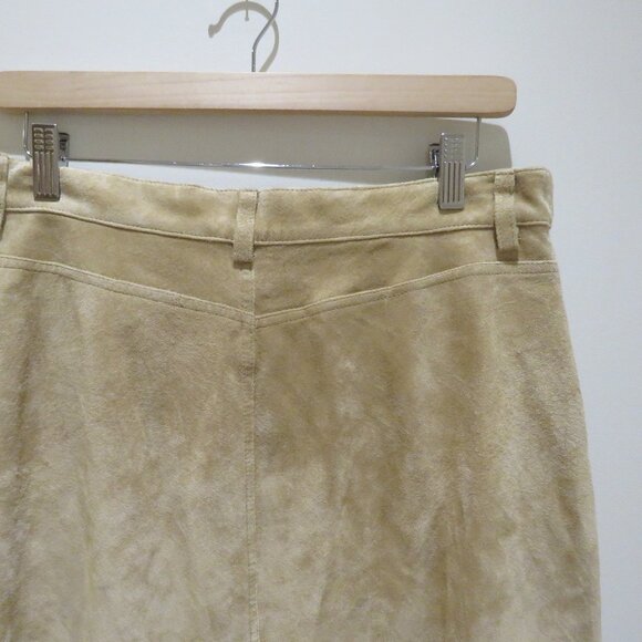 VINTAGE EDDIE BAUER Seattle Suede Washable Leather Midi Skirt Sz 10 Boho Granola - Picture 11 of 14